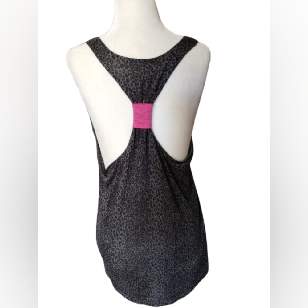 Avia Women's Black Leopard Print W/Pink RacerbackTank Top, XL